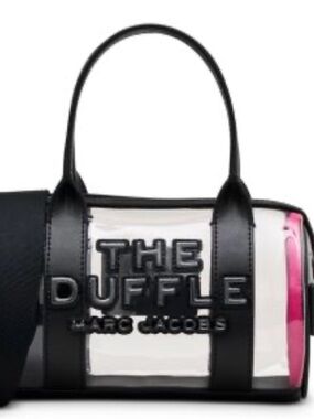 Marc Jacobs Clear Duffle Crossbody with Black Trim and Pink Accent
